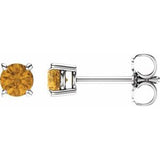 14K White 4 mm Natural Citrine Stud Earrings Siddiqui Jewelers