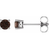 14K White 4 mm Natural Smoky Quartz Stud Earrings Siddiqui Jewelers