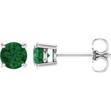 14K White 5 mm Lab-Grown Emerald Stud Earrings Siddiqui Jewelers