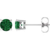 14K White 5 mm Natural Emerald Stud Earrings Siddiqui Jewelers