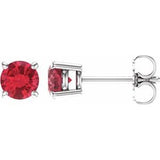 14K White 5 mm Lab-Grown Ruby Stud Earrings Siddiqui Jewelers