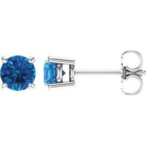 14K White 5 mm Natural Swiss Blue Topaz Stud Earrings Siddiqui Jewelers