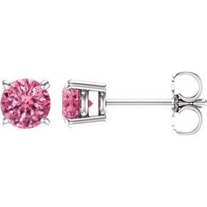 14K White 5 mm Round Baby Pink Topaz Earrings - Siddiqui Jewelers