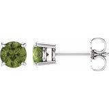 14K White 5 mm Natural Peridot Stud Earrings Siddiqui Jewelers