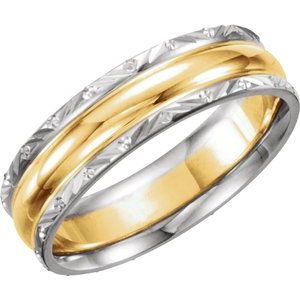 14K White/Yellow/White 6 mm Design-Engraved Band Size 12 - Siddiqui Jewelers