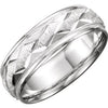 14K X1 White 7 mm Design Band with Satin Finish & Milgrain Size 11.5 - Siddiqui Jewelers