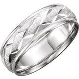 14K White 7 mm Design Band with Satin Finish & Milgrain Size 5.5 - Siddiqui Jewelers