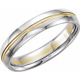 14K White/Yellow 4.5 mm Grooved Band Size 9.5 - Siddiqui Jewelers
