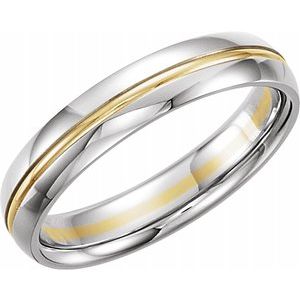 14K White/Yellow 4.5 mm Grooved Band Size 9.5 - Siddiqui Jewelers