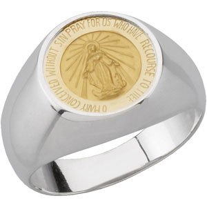 Sterling Silver Round Miraculous Medal Ring Size 7 - Siddiqui Jewelers