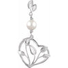 14K White Freshwater Cultured Pearl Leaf Heart Pendant - Siddiqui Jewelers