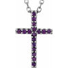 14K White Amethyst Petite Cross 16" Necklace - Siddiqui Jewelers