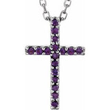 14K White Amethyst Petite Cross 16" Necklace - Siddiqui Jewelers