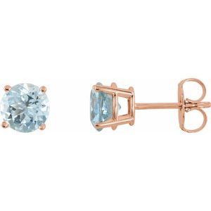 14K Rose 5 mm Natural Aquamarine Stud Earrings Siddiqui Jewelers