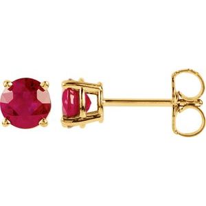 14K Yellow 5 mm Lab-Grown Ruby Stud Earrings Siddiqui Jewelers