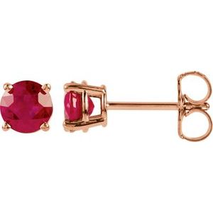 14K Rose 5 mm Natural Ruby Stud Earrings Siddiqui Jewelers