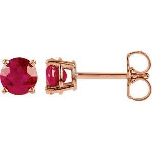 14K Rose 5 mm Lab-Grown Ruby Stud Earrings Siddiqui Jewelers