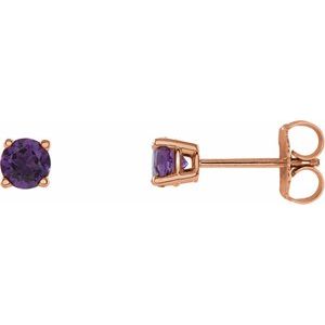 14K Rose 4 mm Natural Amethyst Stud Earrings Siddiqui Jewelers