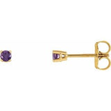 14K Yellow 2.5 mm Natural Amethyst Stud Earrings Siddiqui Jewelers