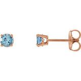 14K Rose 4 mm Natural Aquamarine Stud Earrings Siddiqui Jewelers