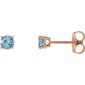 14K Rose 2.5 mm Natural Aquamarine Stud Earrings Siddiqui Jewelers