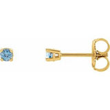 14K Yellow 2.5 mm Natural Aquamarine Stud Earrings Siddiqui Jewelers