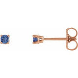 14K Rose 2.5 mm Natural Tanzanite Stud Earrings Siddiqui Jewelers