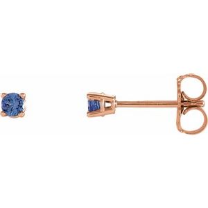 14K Rose 2.5 mm Natural Tanzanite Stud Earrings Siddiqui Jewelers