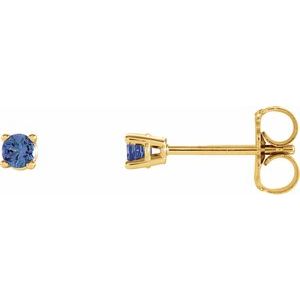 14K Yellow 2.5 mm Natural Tanzanite Stud Earrings Siddiqui Jewelers