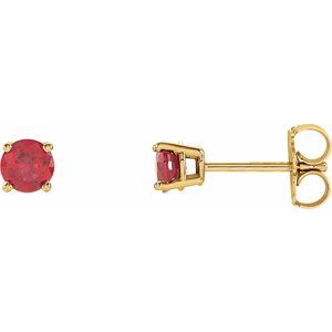 14K Yellow 4 mm Lab-Grown Ruby Stud Earrings Siddiqui Jewelers