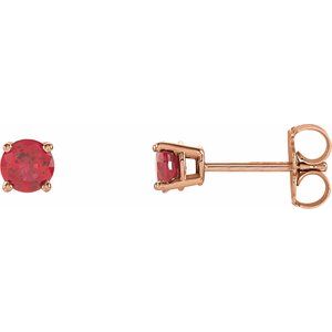 14K Rose 4 mm Lab-Grown Ruby Stud Earrings Siddiqui Jewelers