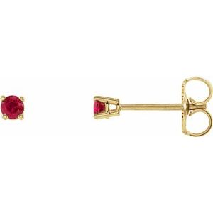 14K Yellow 2.5 mm Lab-Grown Ruby Stud Earrings Siddiqui Jewelers