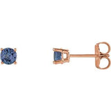 14K Rose 4 mm Natural Tanzanite Stud Earrings Siddiqui Jewelers
