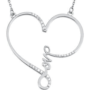 Sterling Silver 1/8 CTW Diamond "Love" Heart Infinity-Inspired 18" Necklace - Siddiqui Jewelers