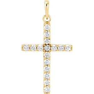 14K Yellow 1/2 CTW Diamond Cross Pendant-Siddiqui Jewelers