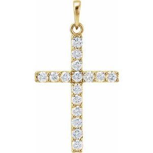 14K Yellow 1 CTW Diamond Cross Pendant-Siddiqui Jewelers