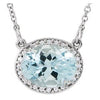 14K White Aquamarine & .05 CTW Diamond 16.5" Necklace - Siddiqui Jewelers