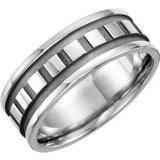 14K White 7.75 mm Design Band Size 9 - Siddiqui Jewelers