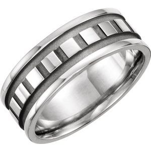 14K White 7.75 mm Design Band Size 9 - Siddiqui Jewelers