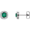 14K White Chatham® Created Emerald & .08 CTW Diamond Earrings - Siddiqui Jewelers