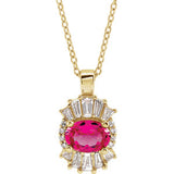 14K Yellow Pink Tourmaline & 1/3 CTW Diamond 16-18" Necklace - Siddiqui Jewelers