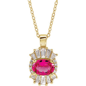 14K Yellow Pink Tourmaline & 1/3 CTW Diamond 16-18" Necklace - Siddiqui Jewelers