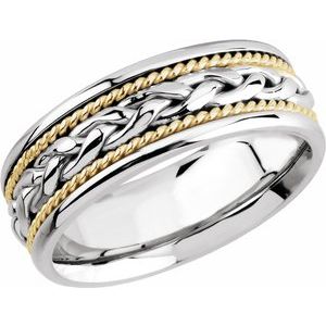 14K White/Yellow 8 mm Woven Band Size 11 - Siddiqui Jewelers