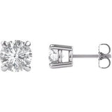 14K White 6.5 mm Round Forever One™ Moissanite Earrings - Siddiqui Jewelers