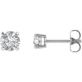 14K White 4.5 mm Round Forever One™ Moissanite Earrings - Siddiqui Jewelers