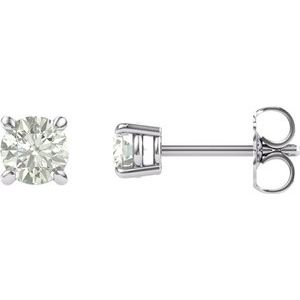 14K White 4 mm Round Forever One™ Moissanite Earrings - Siddiqui Jewelers