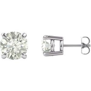 14K White 5 mm Round Forever One™ Moissanite Earrings - Siddiqui Jewelers
