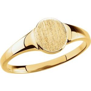 14K Yellow 7x6 mm Oval Signet Ring Size 4 - Siddiqui Jewelers