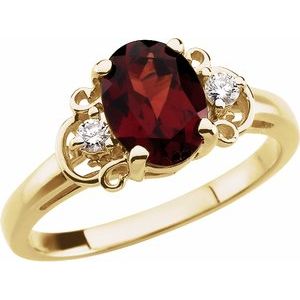 14K Yellow Mozambique Garnet & .06 CTW Diamond Accented Ring - Siddiqui Jewelers