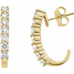 14K Yellow 1 CTW Diamond J-Hoop Earrings - Siddiqui Jewelers